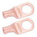 SELTERM 2pcs 8 AWG 3/8" Stud Copper Wire Lugs, Battery Cable Ends, Ring Terminals, 8 Gauge Terminal Connectors, UL Heavy Duty Bare Copper Eyelets