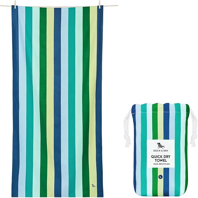 Dock & Bay Beach Towel - Quick Dry, Sand Free - Compact, Lightweight - 100% Recycled - Includes Bag - Havana Cabana - Set of 4 - Large (160x90cm, 63x35)