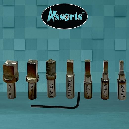 ASSORTS Precision Rotary Broach with MT3 M12 x 1.75 Drawbar Thread and H.S.S Square Punch 7 Pcs– Ideal for CNC, Lathe, Milling & Drilling