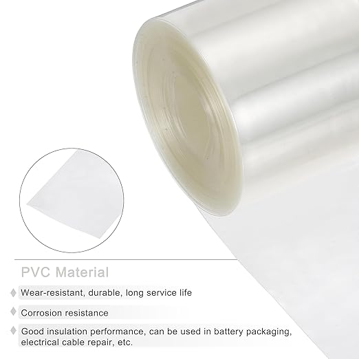 MECCANIXITY Battery Wrap PVC Heat Shrink Tubing 26mm Dia 43mm Flat 20 Feet(6meters) Clear Good Insulation for Battery Pack