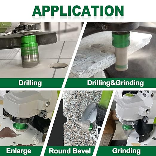 Tile Hole Saw Kit - 5pcs 35/50/65/75/102mm Diamond Core Drill Bits+1" Versatile Drilling Milling Bit+2" Beveling Chamfer Bit 5/8-11" Thread for Porcelain Ceramic Granite Marble Angle Grinder