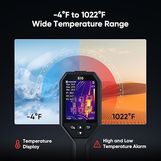 HIKMICRO B10 Thermal Imaging Camera 320 x 240 Super IR with 2MP Visual, 3.2" LCD Screen 256 x 192 IR Resolution Thermal Camera, 25 Hz Refresh Rate, -4°F~1022°F, IP54