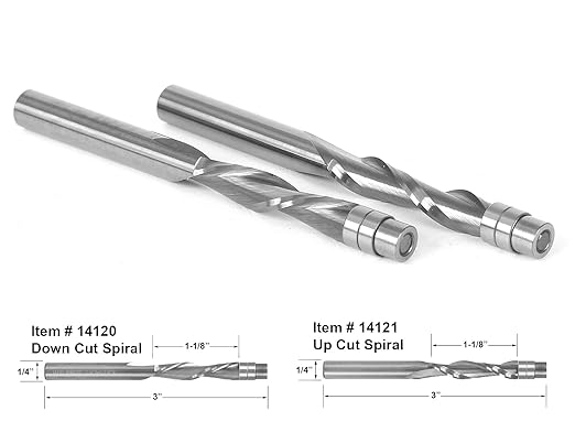YONICO Solid Carbide Flush Trim Router Bit Spiral Set 2 Bit 1/4-Inch Shank 14220