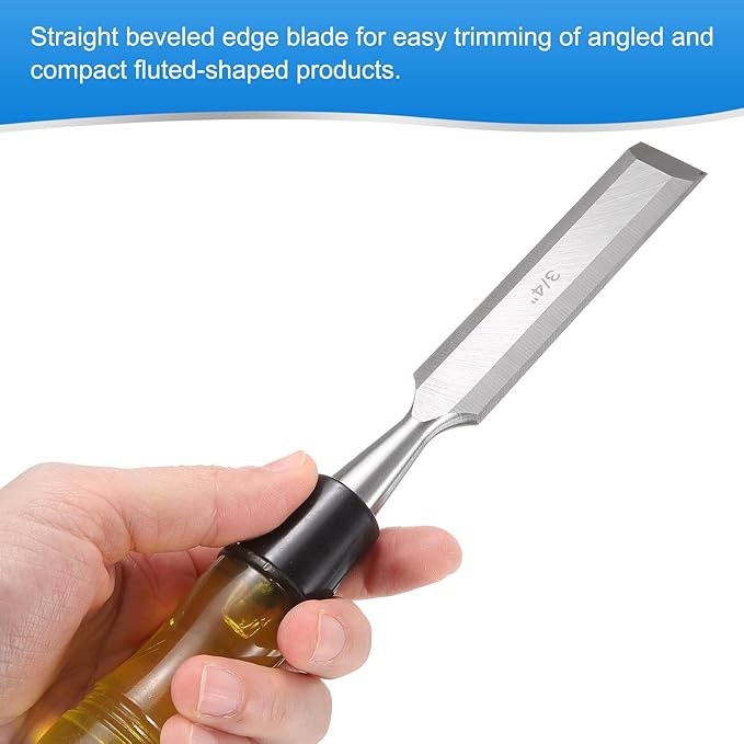HARFINGTON Wood Chisel 3/4" CRV Steel Beveled Edge Blade PVC High Impact Handle Woodworking Hand Tool with Caps for Carving Furniture Making Carpentry Tool