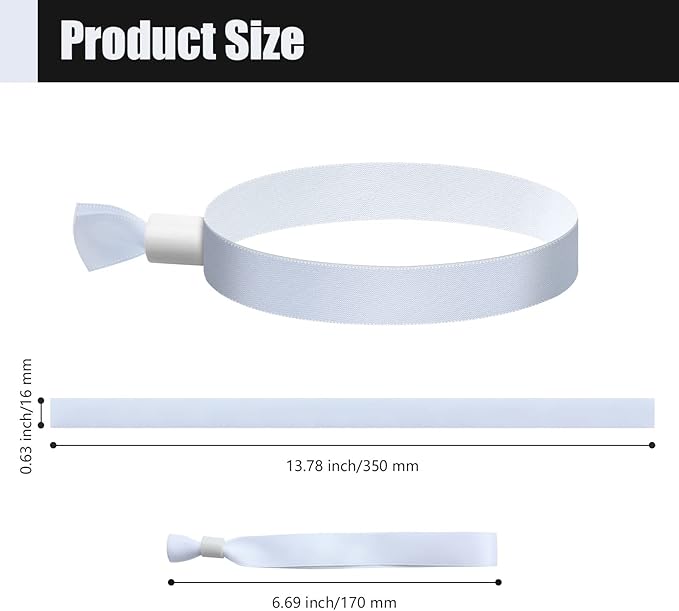 100 Pcs Cloth Event Wristbands, Event Wristbands, Colored Wrist Bands for Events, for Lightweight Concert Wrist Strap for Activities, Party Bracelets for Events (Color : White)