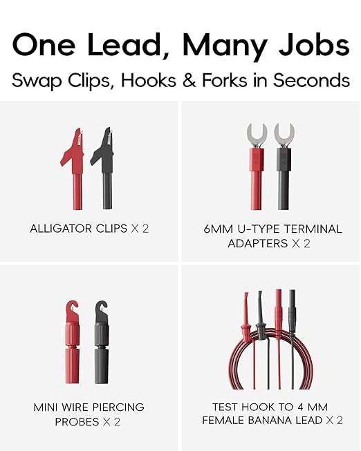 25-Piece Silicone Multimeter Test Lead & Back Probe Kit - Premium Modular Volt Meter Probes with Alligator Clips, 40 in Leads for Automotive Multi Meter Digital & Ohm Meter