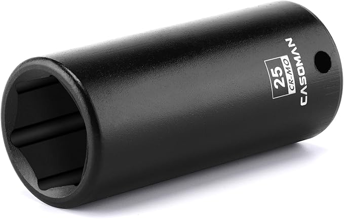 CASOMAN 1/2" Drive x 25mm Deep Impact Socket, 6-Point, Metric, CR-MO