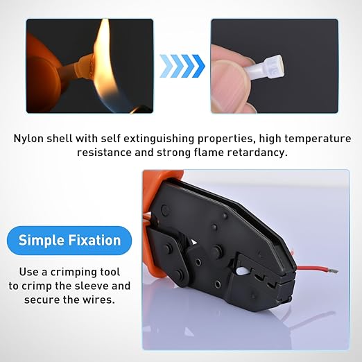 Nilight 300PCS CE5 Closed End Crimp Terminal 12-10 Gauge Nylon Insulated Closed End Wire Cap Wire Connectors Crimp Cap Terminals Connectors for Automotive Car Truck Boats Marine Electrical Wiring
