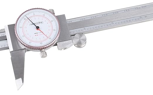 Accusize Industrial Tools 0-6''/0-150 mm by 0.001''/0.02 mm Inch/Metric Dual Needle Precision Dial Caliper Stainless Steel, P920-S236
