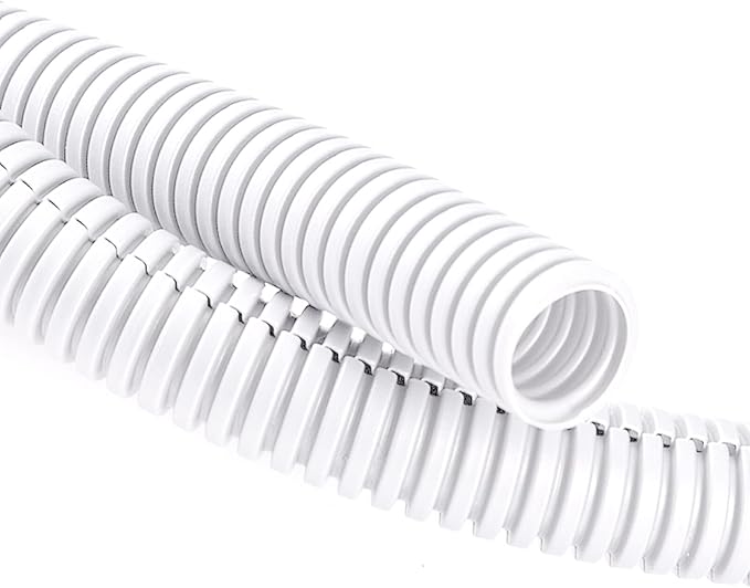 ZhiYo 20FT 1/2” Wire Loom Split Tubing Auto Wire Conduit Flexible Cover | High Temperature Heat Resistant -40F to 257F | Plastic Cover for Electrical Wires & Cables, White