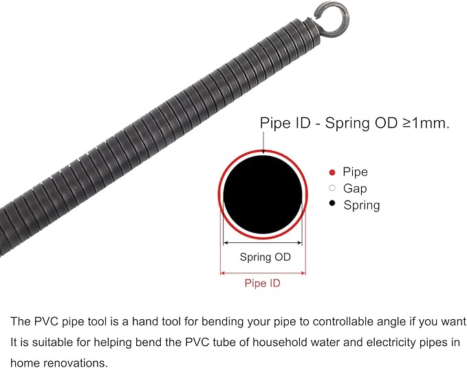 MECCANIXITY Spring Tube Bender OD 11mm/0.43" Steel Spring Pipe Bending Tubes 700mm/27.56" Long for 3/8" PVC Pipe(ID 12mm) in Home Renovations,Electrician Wiring Bending Pipe(insert-pipe use)