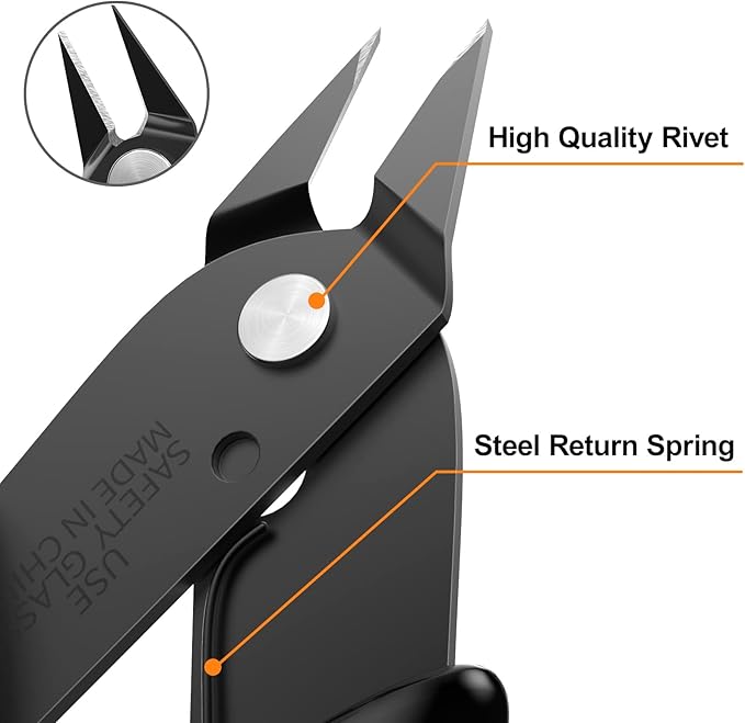 BOENFU Small Wire Cutters 10 Pack Precision Wire Cutters 5 Inch Flush Cutters Zip Tie Cutters Small Side Cutter for Jewelry Making, Electronics, 3d Print, Plastic Models, Black