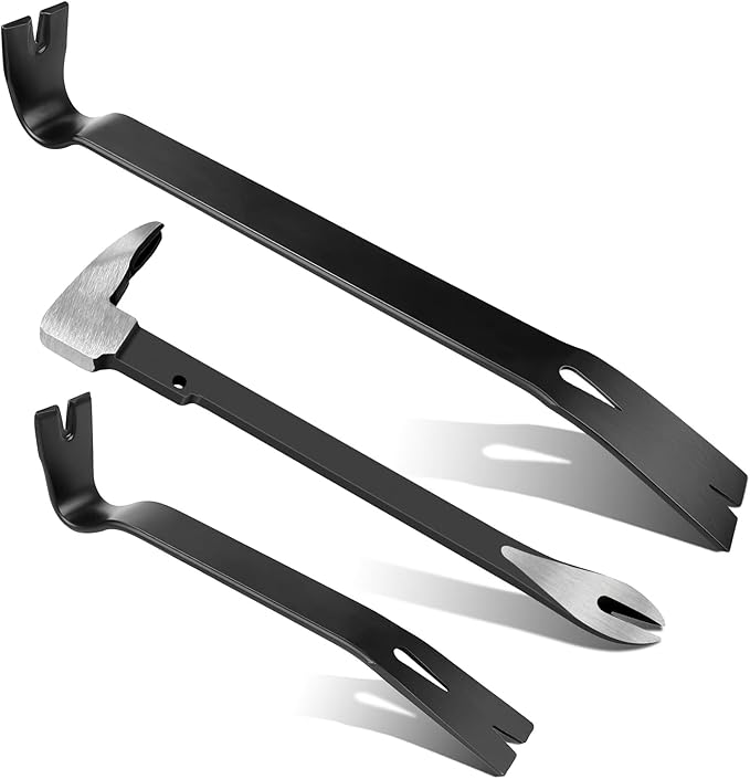 Lytool Nail Puller & Cats Paw Pry Bar, Heavy Duty Cat's Claw Nail Remover with Forged CR-V Steel, Angled Chisel Tip & Non-Slip Grip for Home Renovation, Woodworking & DIY Projects (9,10,15 inch)