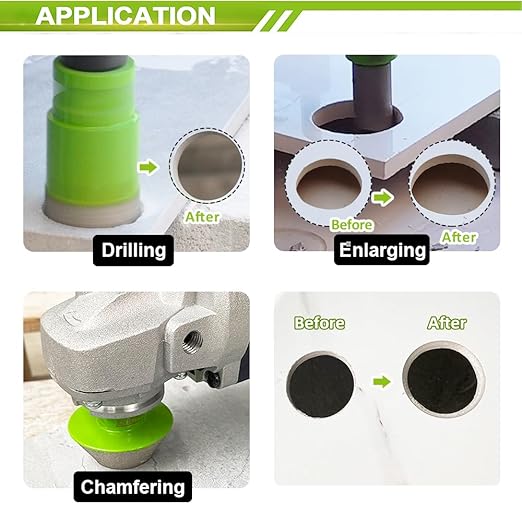 Diamond Core Drill Bits Set - Tile Hole Saw Kit 6/8/10/25/35/50/75/127MM+20F with 2" Diamond Beveling Chamfer Bits for Porcelain Ceramic Tile Granite Marble(11PCS)
