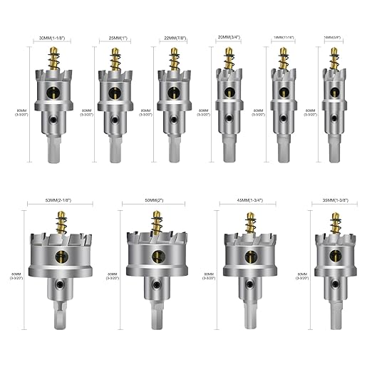 12Pcs TCT Hole Saw Kit for Hard Metal, 5/8" to 2-1/8”Inch Tungsten Carbide Tipped Metal Hole Saw Set, Hole Cutter Heavy Duty with Pilot Drill bit for Stainless Steel, Iron, Aluminum, Wood