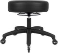 Chair Master 17" Round Vinyl Fabric Stool, Table Height, 360 deg Level Activation, Heavy Duty, Lab, Medical, Garage, Home, Spa, Cleanroom (Rubber Roller, Black)