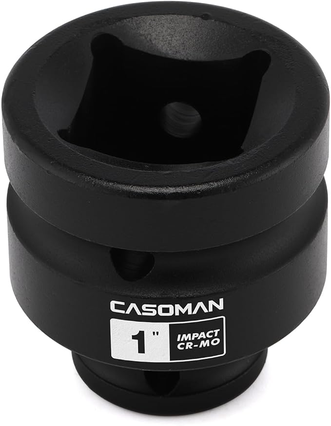 CASOMAN 1/2-Inch Drive x 1-Inch Shallow Impact Socket, SAE, 4-Point Square Socket, 1/2" Drive Axle Nut Socket for Easy Removal of Axle Shaft Nuts, CR-MO