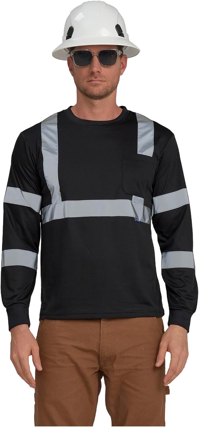 AYKRM Safety T Shirt Reflective High Visibility hi vis Long Sleeve T Shirt (XS-6XL)