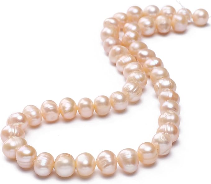 Natural Pearl Beads Potato 8-9mm Pink Freshwater Cultured Loose Gemstone Beads for DIY Jewelry Making 13.8''/Strand HQ