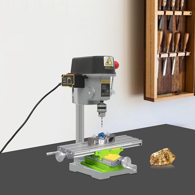 Mini Drill Press 3-Speed Electric Drill Press Bench 1-10mm Clamp Benchtop Drill Press Chuck 340W 110V Tabletop Drilling Machine for Metal Wooden Jewelry DIY and Crafts