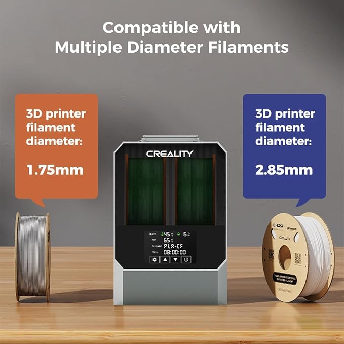2025 Official CREALITY Space Pi Filament Dryer Plus, 2 Spools Double 360° 160W PTC Fast Heating 3D Printer Filament Dryer Box, 4'' LCD Touch Screen, One-Key Set 3D Filament Drying for PLA PETG ABS TPU