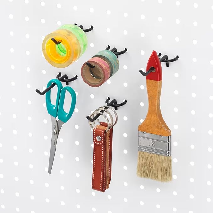 60Pcs Pegboard Hooks,2/4/6 inch Peg Board Hooks for Hanging.These Durable pegs fit 1/4" pegboard,Ideal peg Board Organizer Accessories for Tools,Kitchens,or Stores 1“ Hole Pitch