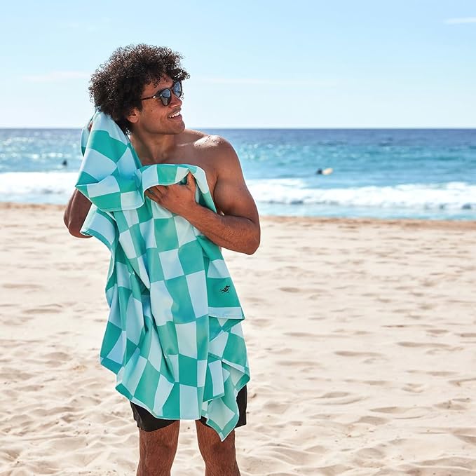 Dock & Bay Beach Towel - Quick Dry, Sand Free - Compact, Lightweight - 100% Recycled - Includes Bag - Tangerines & Greens - Set of 4 - Extra Large (200x90cm, 78x35)