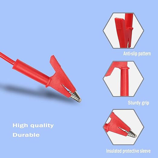 Banana Plug to Alligator Clip,Test Leads with Alligator Clips, 4mm Banana Plug Heavy Duty Test Leads with Alligator Clipsfor Multimeter, Battery Testing,12AWG 3.28Ft 2PCS.