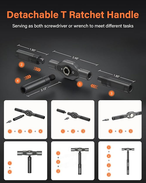 24 in 1 Magnetic Ratchet Screwdriver Set, DIY Mini Screwdriver Set, Multi Bit Magnetic Drive Set with Detachable Ratchet Handle, Portable Precision Repair Tool Kit for Furniture Computer Bicycle