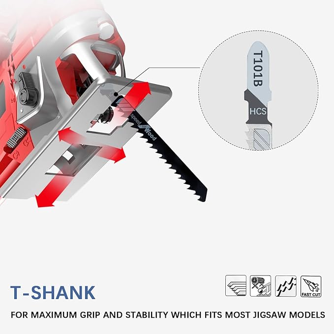 20-Piece T119BO 3 Inch 12 TPI Assorted T-Shank Scrolling Jig Saw Blades Set for Precision Cutting Wood