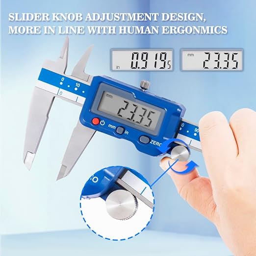 Dasqua 8"Inch/200mm Digital Caliper Electronic Industrial, Stainless Steel, with Large LCD Screen and Storage Case Auto Off Featured Measuring Tool, Resolution 0.0005"/0.01mm, Accuracy 0.0015”/0.03mm