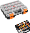 VEVOR Small Parts Organizer, 34-Compartment Double Side Tools Organizer Box with 24 Removable Dividers, PP Hardware Storage Box with Safety Latch & Portable Handle for Nuts, Bolts, Screws, Nails