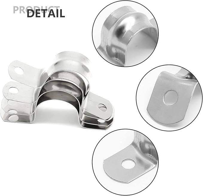 20Pcs 1 Inch Stainless Steel Conduit Clamps, Two Hole U Bracket Rigid Pipe Metal U Clamp Conduit Strap Tension Clips U-tube Clamp Heavy Duty