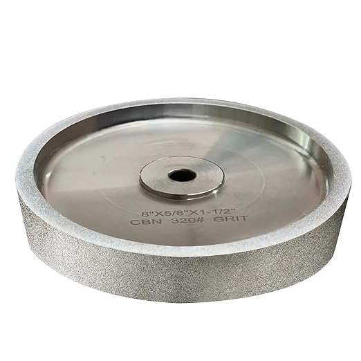 BUCKTOOL 320 Grit 8 Inch CBN Grinding Wheel, 1" Wide, 5/8" Arbor Cubic Boron Nitride Sharpening Wheel for Sharpening Wood-Turning Tools, Chisels, Hardcore and More