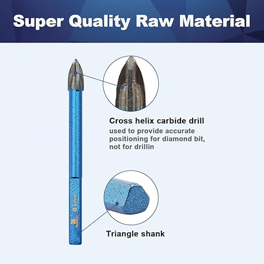 Masonry Drill Bit BRSCHNITT 1/4"*10pcs Carbide Tips Concrete Drill Bit Set for Pots Bottles Ceramic Tile Glass Brick Ceramic Triangle Shank