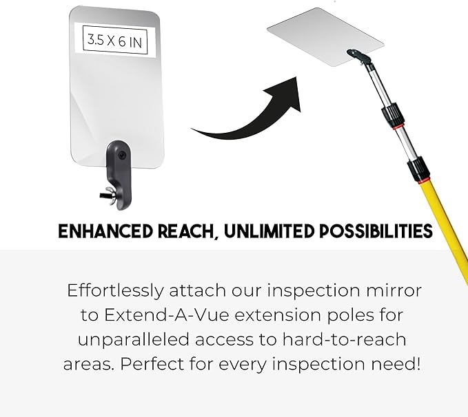 Inspection Mirror Replacement Works with Extend A Vue Extension Poles, 3.5 inch x 6 inch