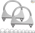 Swpeet 2Pcs 2.8 Inches Exhaust U Clamp Kit, 2-4/5 Inches Stainless Steel Muffler U-Bolt Clamps, Universal Heavy Duty U-Bolt Muffler Clamp Ideal for Tip Pipes Connection