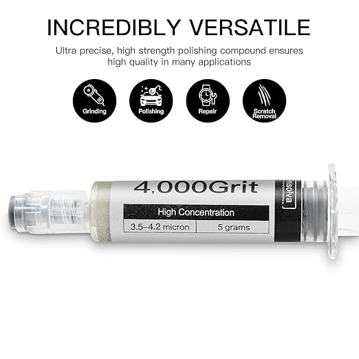 Diamond Polishing Compound Lapping Compound 4,000 Grit 3.5-4.2 Microns with 30% Concentration of Diamond Powders Diamond Stropping Paste for Glass Marble Metal Resin Rock Jewelry Watch etc.