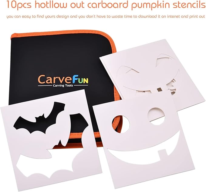 Pumpkin Carving Kit Heavy Duty Stainless Steel Tools with Carrying Case (Total 31 Pieces) Pumpkin Carver Pumpkin Sculpting Set Halloween Party Decorating with pumpkin gutter (Light cyan)