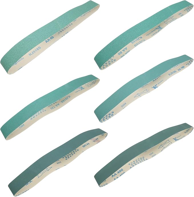 2 x 42 Inch Ceramic Sanding Belts, 2x42 Metal Grinding Belt, 60/80/120/180/240/400 Grit Sander Belt for Knife Making, Deburring, 6 Pack