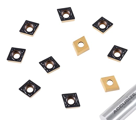 Accusize Industrial Tools Carbide Inserts Cvd Coating Ccmt 432 Black/Yellow, 10 Pcs/Package, 2200-1020x10