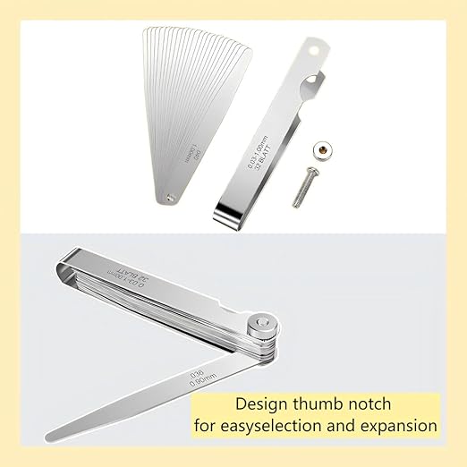 32 Blades Stainless Steel Feeler Gauges Set - Metric & Imperial Measuring Tools for Spark Plug and Valve Gap Adjustment, 0.03-1mm / 0.001-0.040 Inch