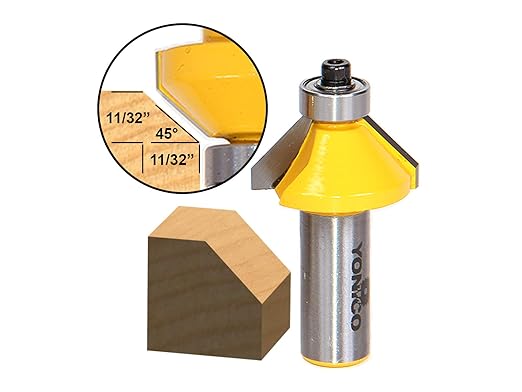 YONICO Chamfer Router Bits Edge Forming 45 Degree 1/2-Inch Shank 13105
