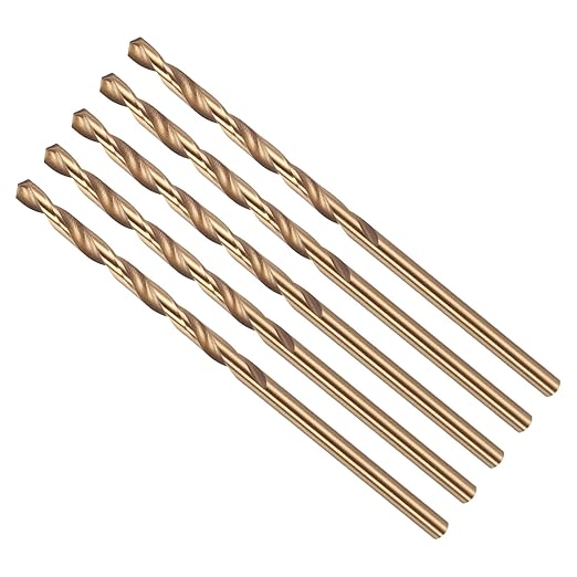Drill Bit, #41 Cutting Diameter, 4341 HSS Gold Finish 118° Cutting Angle Number Jobber Bits - (Applications: for Drilling Soft Metal Plastic Wood), 5-Pieces