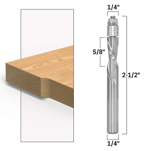 YONICO Solid Carbide Flush Trim Router Bit Spiral 2 Bit 1/4-Inch X 5/8-Inch Set 1/4-Inch Shank 14222q