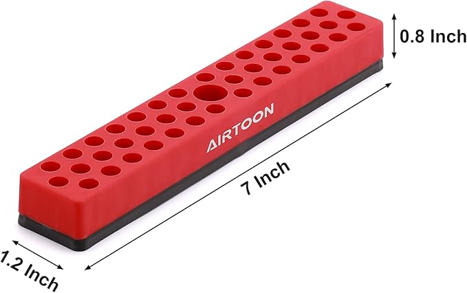 AIRTOON 2PCS 1/4" Magnetic Hex Bit Holder, 43 Holes Bit Storage with Strong Magnetic Base, Magnetic Screwdriver Bit Organizer, Red and Blue