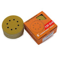Orbital Sanding Discs 5 Inch 8 Holes 120 Grit Sander Pad,Hook and Loop Wet/Dry Gold Replacement Sandpaper,Suitable for Wood,Plastic Grinding and Polishing,Pack of 50