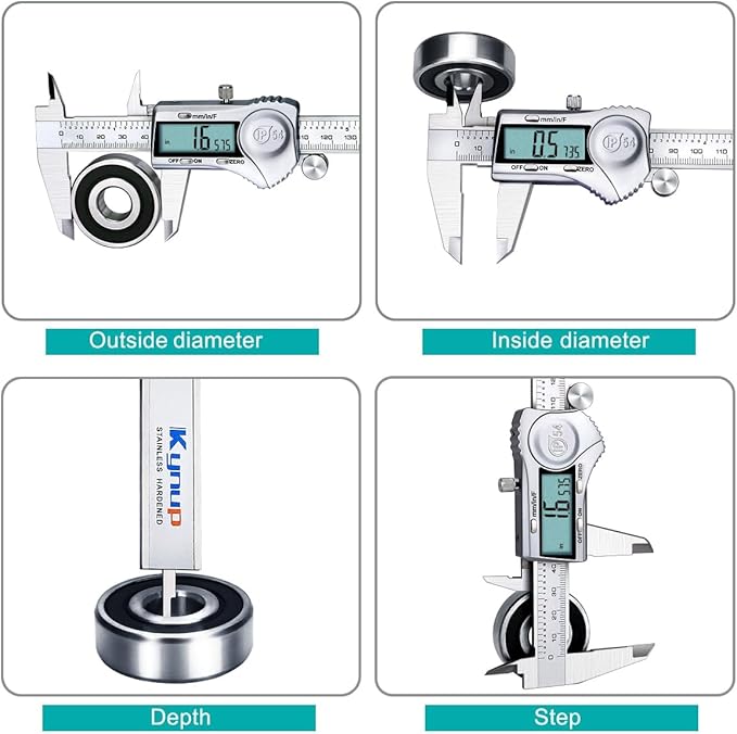 Kynup Digital Caliper, Measuring Tool, Digital Micrometer Caliper with Stainless Steel, IP54 Splash Proof Protection Design, Inch Metric Fraction Conversion, Large LCD Screen (6Inch/150mm)