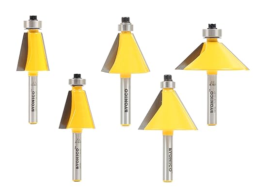 YONICO Router Bits Bevel Edge Forming Set 5 Bit 1/4-Inch Shank 13508q