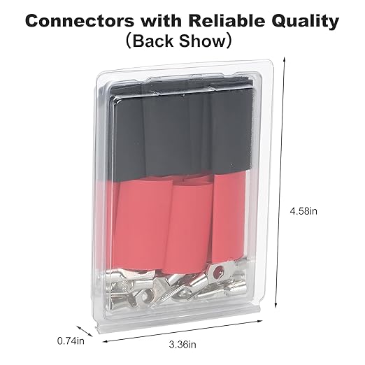 Thick Copper Electric Wire Lugs,20Pcs Tinned Copper Gauge 8Awg-1/4(M6) Ring Heavy Duty Battery Cable Lugs Ends Ring Terminals Connectors with 20Pcs 3:1 Heat Shrink Tubing Assortment Kit